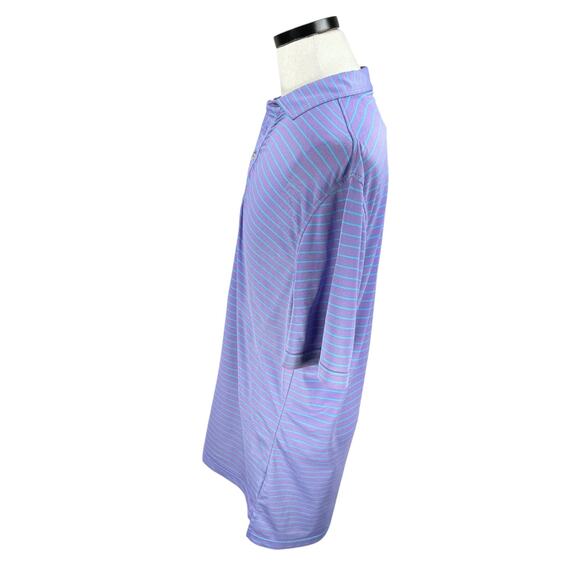 Johnnie-O Polo Shirt Men’s Medium Purple Blue Striped Stretch Performance Golf - Picture 5 of 11